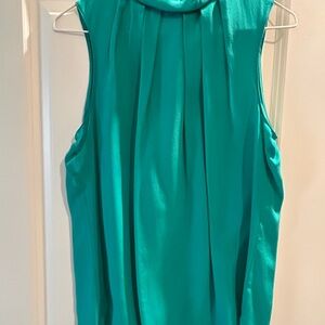 ANTONIO MELANI Green Pleated Blouse with High Neckline